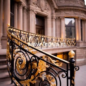 Premium Brass Balcony Railing For Homes Stairs Design Wood And Steel