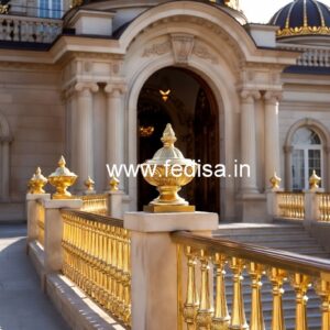 Elegant Brass Staircase Design With Decorative Finish Stair Case Glass Design