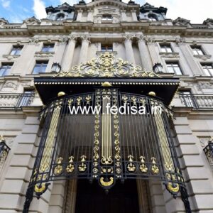 Luxury Brass Balcony Railing For Elegant Homes Steel Staircase With Granite Flooring