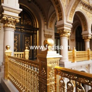 Decorative Brass Railing Design With Classic Finish Staircase Design Small Area