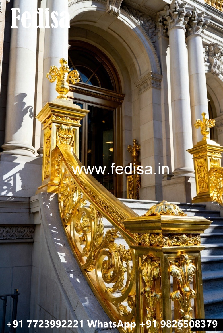 Antique Brass Staircase Railing For Royal Homes Glass Railing Design