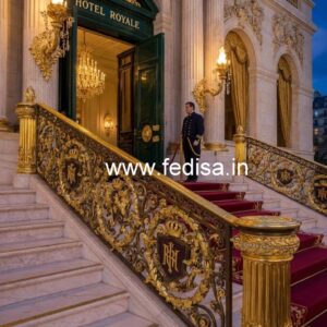 Antique Brass Stair Railing Design For Royal Homes House Front Wall Railing Design