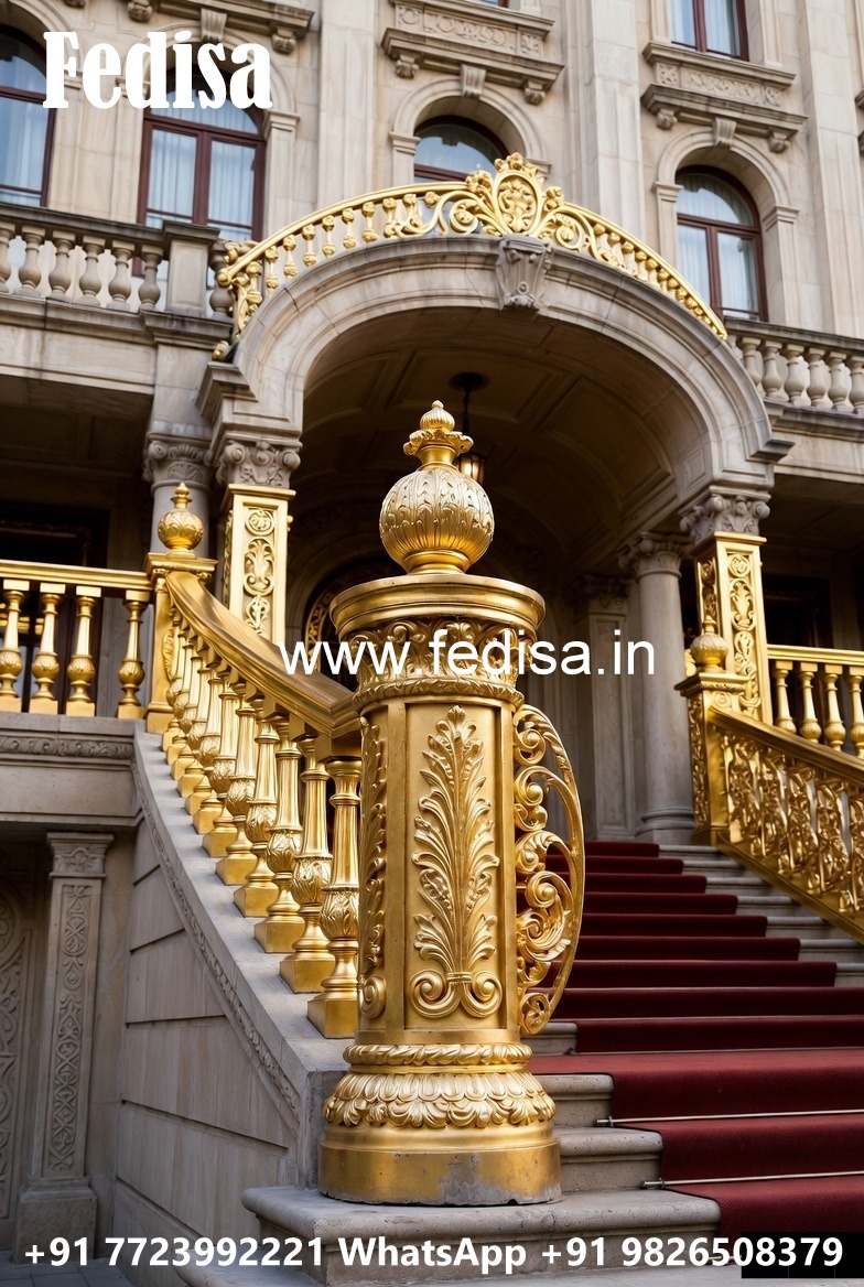Designer Brass Railing For Premium Interiors Steel Pipe Railing Design
