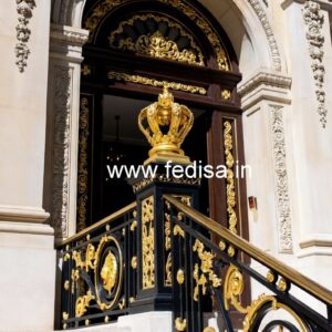 Brass Staircase Handrail With Classic Touch Cemented Railing Design