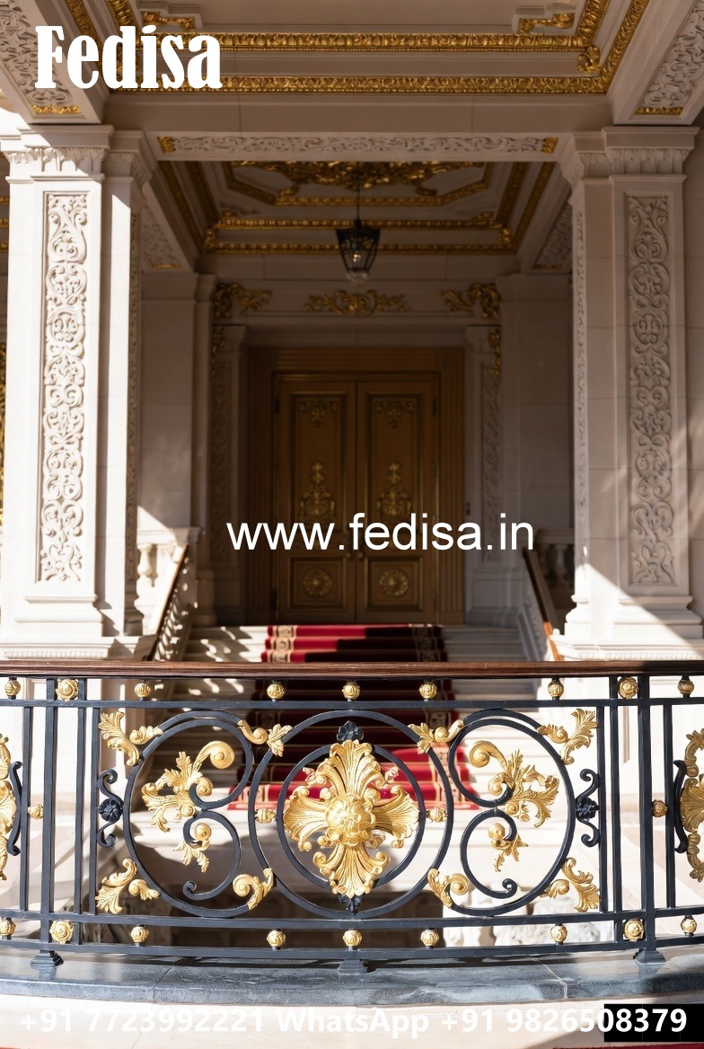 Elegant Brass Railing Design With Artistic Finish Square Pipe Grill Design For Balcony