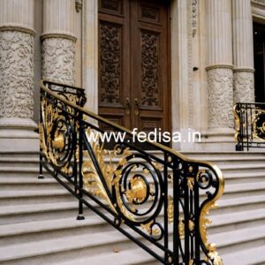Luxury Brass Balcony Railing For Modern Architecture Terrace Glass Railing Design