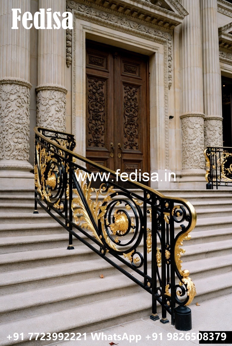 Luxury Brass Balcony Railing For Modern Architecture Terrace Glass Railing Design