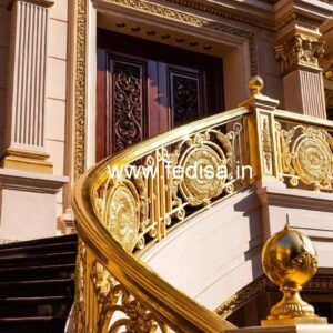 Modern Brass Staircase Railing With Unique Style Toughened Glass Design For Balcony