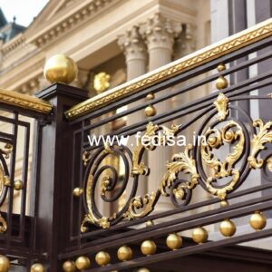 Traditional Brass Railing Design With Engraving Stair Railing Design Glass