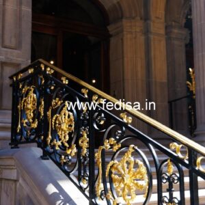 Luxury Brass Handrail For Grand Staircases Steel Railing Design Square Pipe
