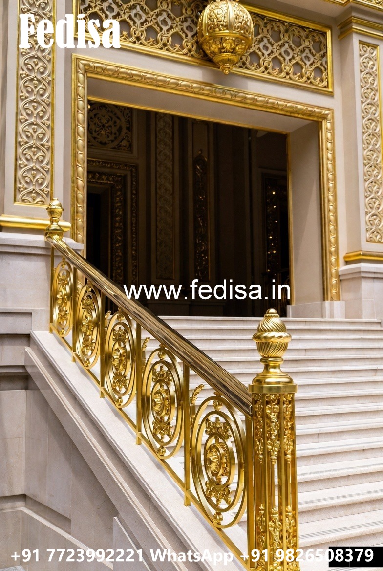Brass Handrail Design With Luxury Appeal Jeene Ki Grill Ka Design