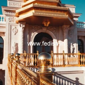 Classic Brass Staircase Railing With Royal Finish Laser Cutting Balcony Design