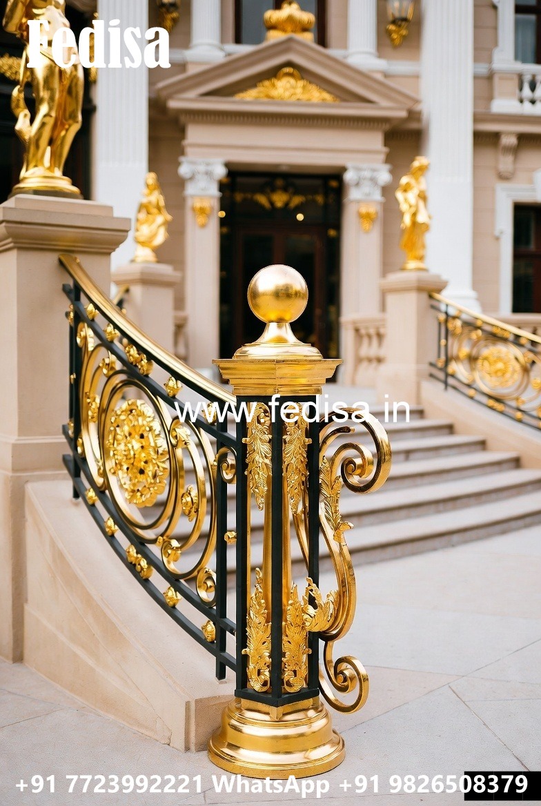 Elegant Brass Balcony Railing With Classic Design Bungalow Railing Design