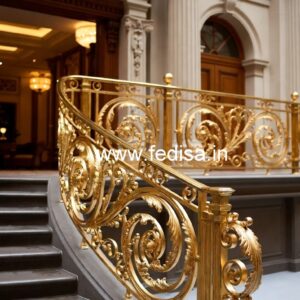 Antique Brass Balcony Railing With Classic Style Round Balcony Steel Design