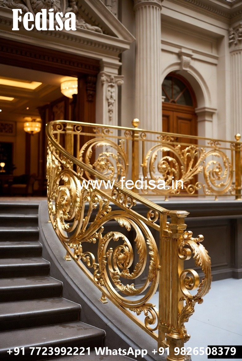 Antique Brass Balcony Railing With Classic Style Round Balcony Steel Design