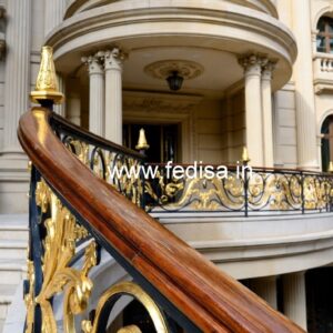 Brass Railing Design With High-end Finish Balcony Glass Etching Designs