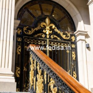 Elegant Brass Stair Railing With Classic Finish Terrace Cement Railing Design