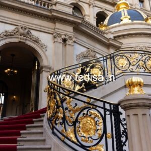 Elegant Brass Staircase Railing With Gold Finish Jeena Railing Steel