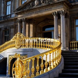 Elegant Brass Balcony Railing Design For Villas Glass Hand Railing Design