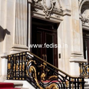 Brass Stair Railing Design With Premium Finish Steel With Glass Railing Design