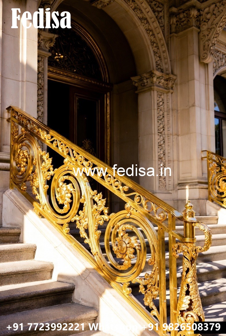 Stylish Brass Staircase Railing With Elegant Look Wrought Iron Handrail Designs