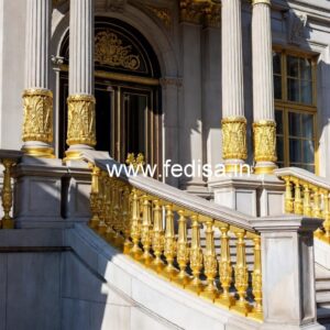 Classic Brass Staircase Railing With Royal Finish Outdoor Pipe Railing