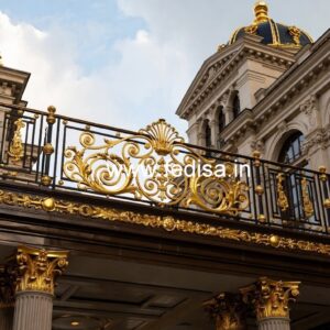 Luxury Brass Balcony Railing With Designer Finish Glass Railing Design For Home