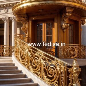 Modern Brass Railing Design With Decorative Patterns Steel Glass Railing Design For House Front