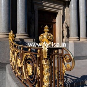 Elegant Brass Stair Railing With Classic Finish Internal Staircase Railing Design