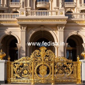 Elegant Brass Staircase Railing With Gold Finish Front Balcony Railing Design Iron