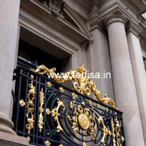 Elegant Brass Staircase Railing For Villas Cement Baluster Design