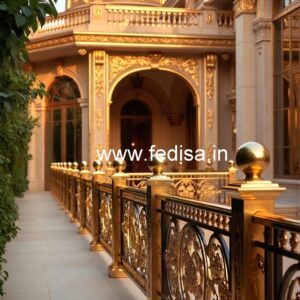 Artistic Brass Railing Design With Luxury Look Handrail Grill Design