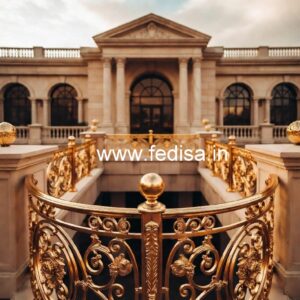 Elegant Brass Handrail Design For Premium Spaces Balcony Railing Design With Bricks
