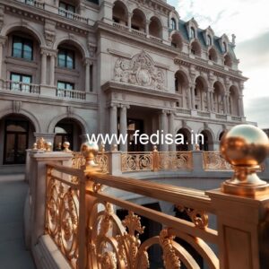 Elegant Brass Railing Design With Artistic Finish Metal Balcony Railing Design