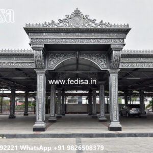 Stylish Car Parking Shed Design with Decorative Roof Elements No-0271