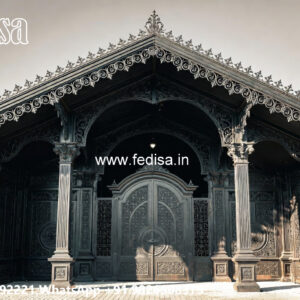 Iron Car Parking Shed Design with Decorative Pillars