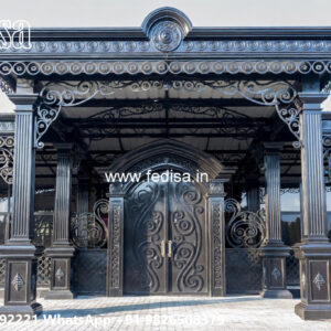 Iron Car Parking Shed Design with Contemporary Decorative Roof No-0566