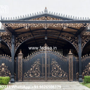 Modern Iron Car Parking Shed Design with Decorative Elements No-1327