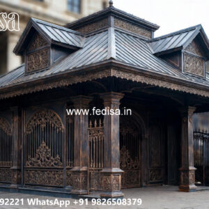 Iron Car Parking Shed Design with Decorative Outdoor Lighting No-1357