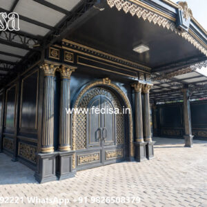 Modern Car Parking Shed Design with Elegant Metal Work No-1674
