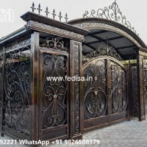 Modern Car Parking Shed Design with Decorative Support Columns No-1784