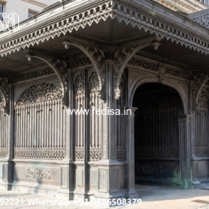 Stylish Car Parking Shed Design with Decorative Roof Elements No-1831
