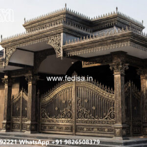 Iron Car Parking Shed Design with Decorative Outdoor Lighting No-2137