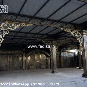 Elegant Luxury Car Parking Shed Design with Wooden Roofing No-2726