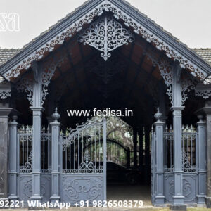 Luxury Car Parking Shed Design with Decorative Architectural Style No-2762