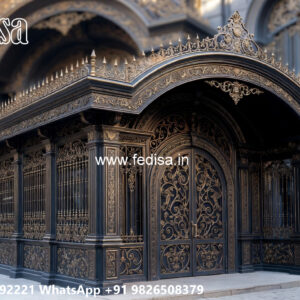 Modern Iron Car Parking Shed Design with Decorative Elements No-2887