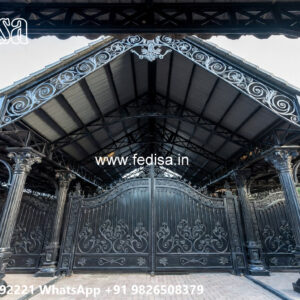 Iron Car Parking Shed Design with Elegant Lighting No-3644