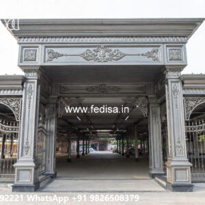 Stylish Iron Car Parking Shed Design with Elegant Roofing No-3694