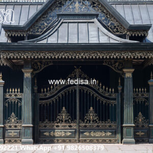 Iron Car Parking Shed Design with Decorative Outdoor Lighting No-3697