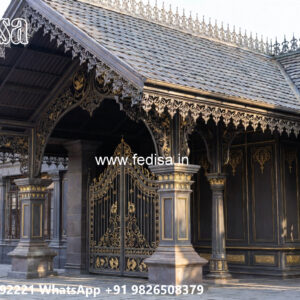 Luxury Car Parking Shed Design with Decorative Outdoor Elements No-4375